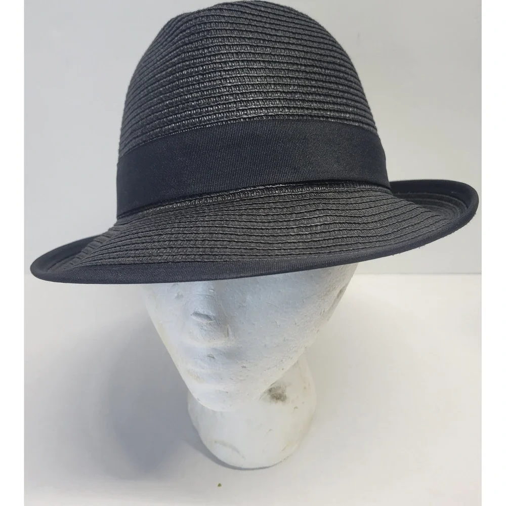 Betmar New York Black Fedora Hat‎ Rhinestone Crystal Accent Style
